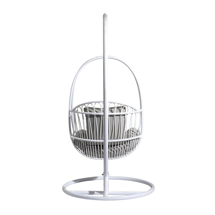 Olivia Single Seater Hanging Swing With Stand For Balcony , Garden (White)