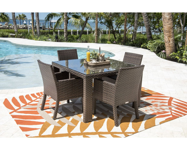 Dreamline Outdoor Garden Patio Dining Set 4 Chairs and 1 Table Set Outdoor Furniture (Brown)