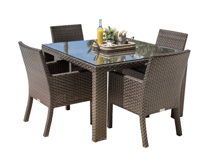 Dreamline Outdoor Garden Patio Dining Set 4 Chairs and 1 Table Set Outdoor Furniture (Brown)