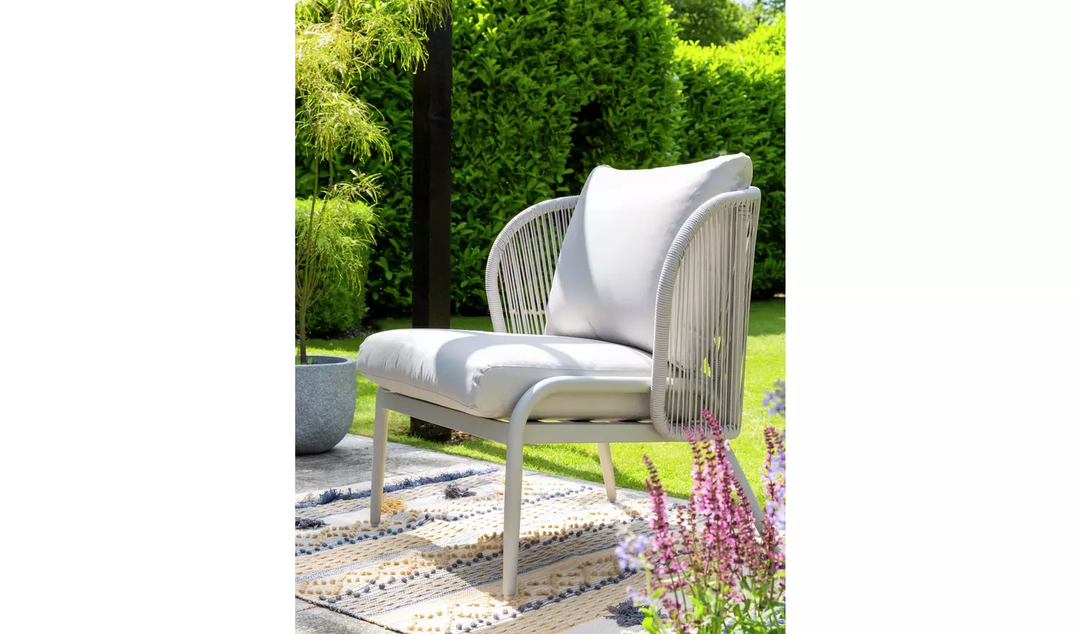 KESO Outdoor Sofa Set 2 Seater , 2 Single seater and 1 Center Table Set (Light Silver) Braided & Rope