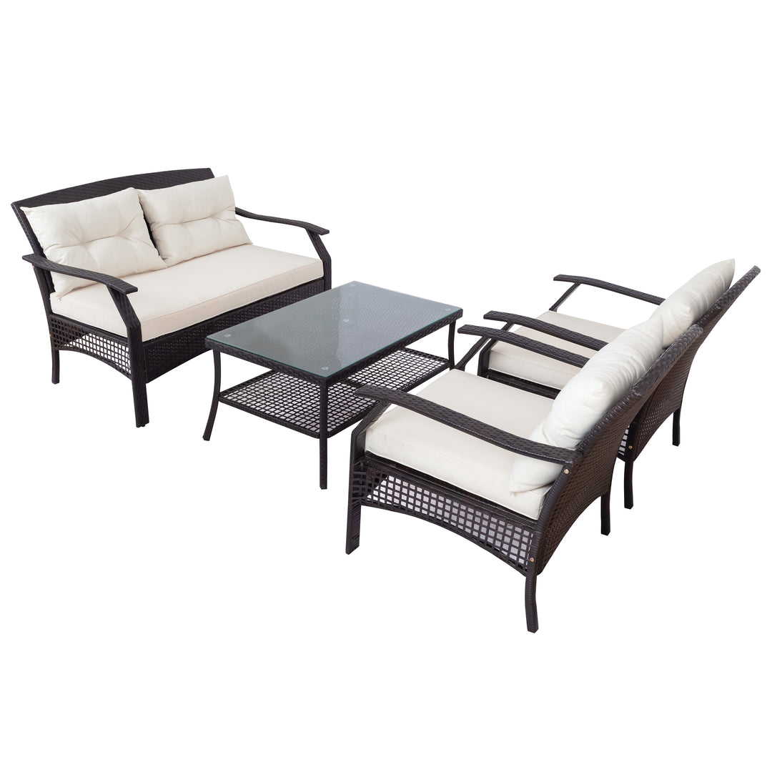 Dreamline Outdoor Garden Balcony Sofa Set 2 Seater , 2 Single seater and 1 Center Table Set Outdoor Furniture(Dark Brown)