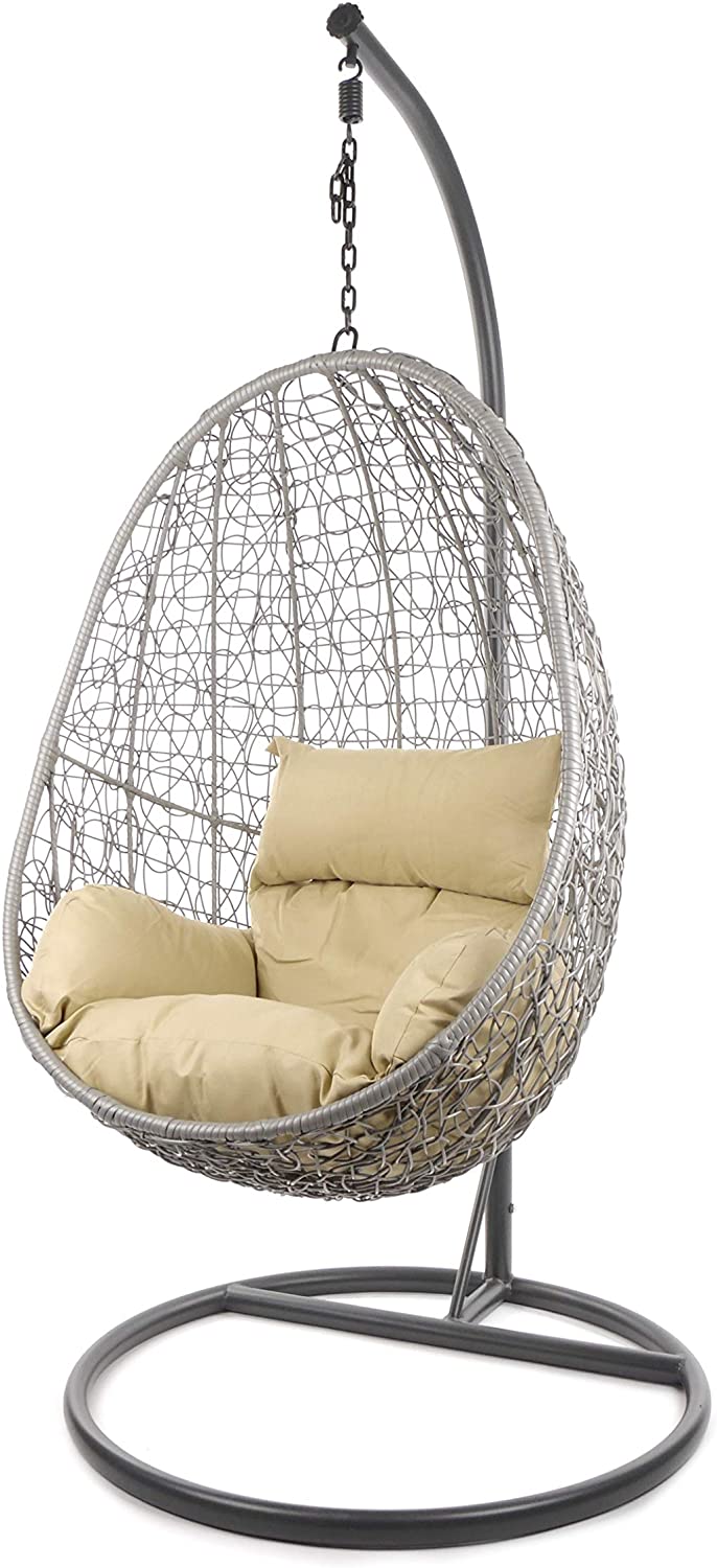 Calabresi Single Seater Hanging Swing With Stand For Balcony , Garden Swing (Dark Grey)