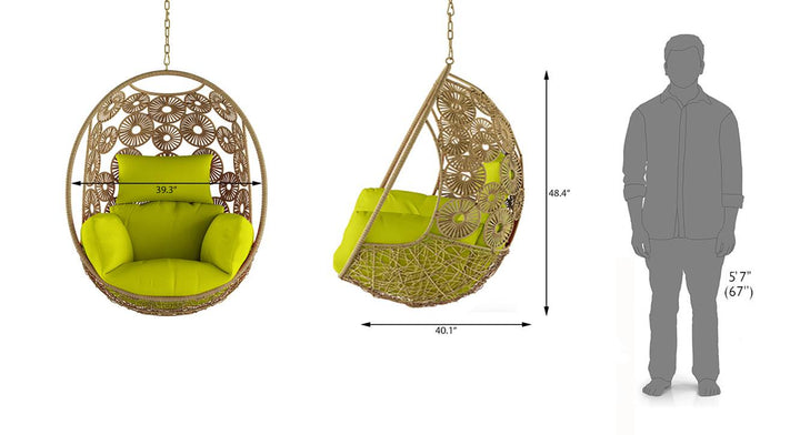 Clemente Single Seater Hanging Swing Without Stand For Balcony , Garden Swing (Honey)