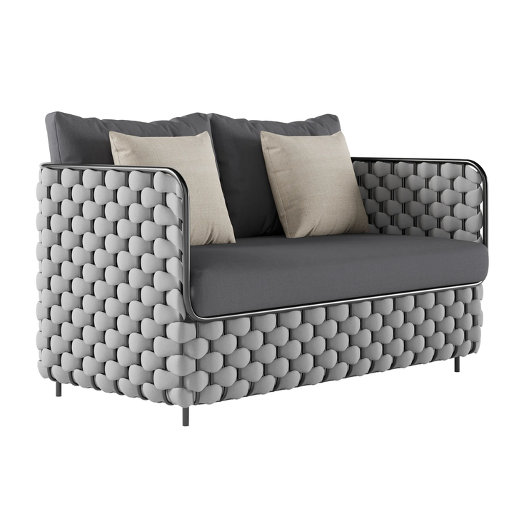 Fepel Outdoor Garden Balcony Sofa Set 2 Seater, 2 Single seater and 1 Center Table Set, Braid & Rope