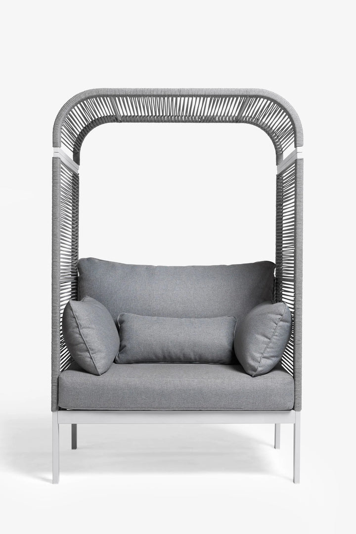 Rock Outdoor Poolside Sunbed With Cushion Daybed (Grey) Braided & Rope