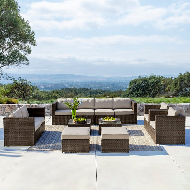 Dreamline Outdoor Garden Patio Sofa Set 8 Seater , 2 Footstool and 1 Center Table  Set Outdoor Furniture