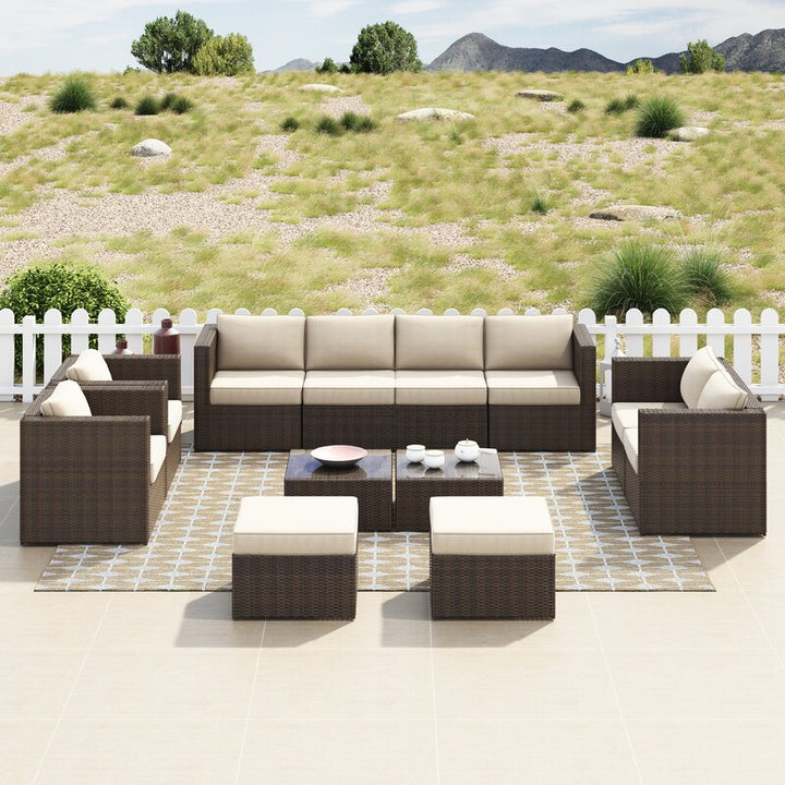 Dreamline Outdoor Garden Patio Sofa Set 8 Seater , 2 Footstool and 1 Center Table  Set Outdoor Furniture