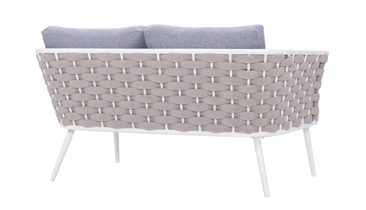 Pozen Outdoor Garden Balcony Sofa Set  2 Seater, 2 Single seater and 1 Center Table Set, Braid & Rope (White)