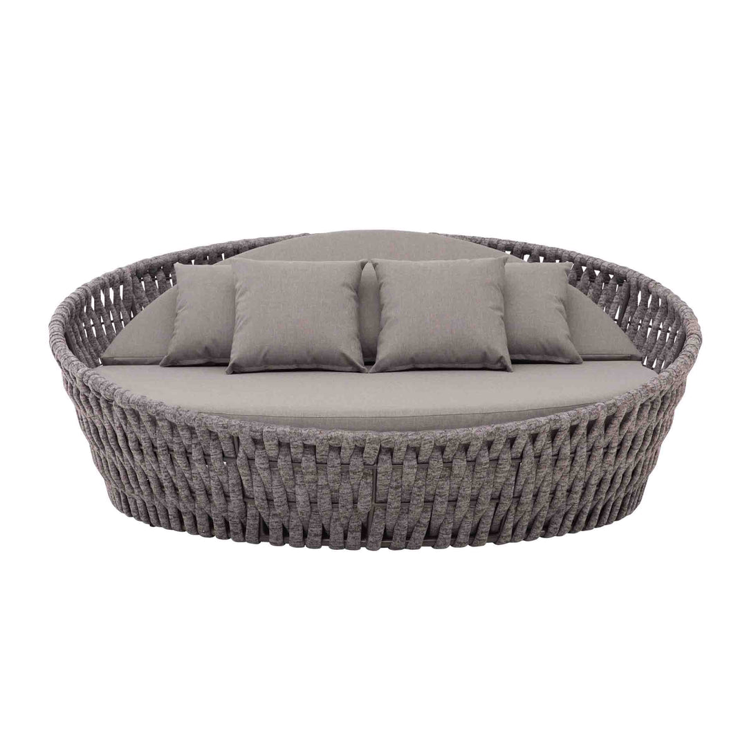 Cleri Outdoor Poolside Sunbed With Cushion Daybed (Dark Grey) Braided & Rope