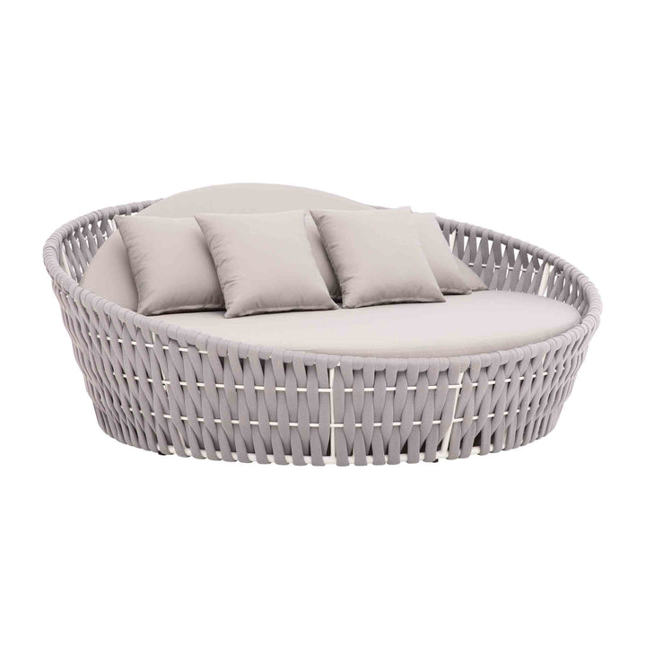 Cuba Outdoor Poolside Sunbed With Cushion Daybed ( Light Grey) Braided & Rope