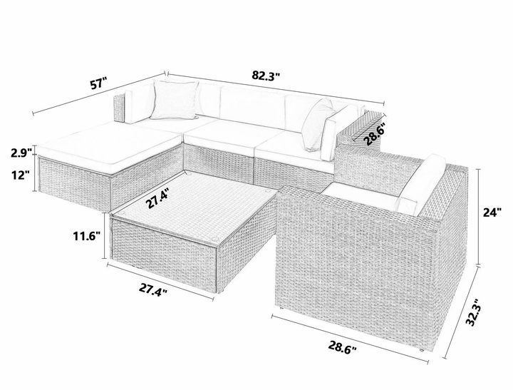 Nes Outdoor Sofa Set 5 Seater and 1 Center Table Set ( Dark Brown)