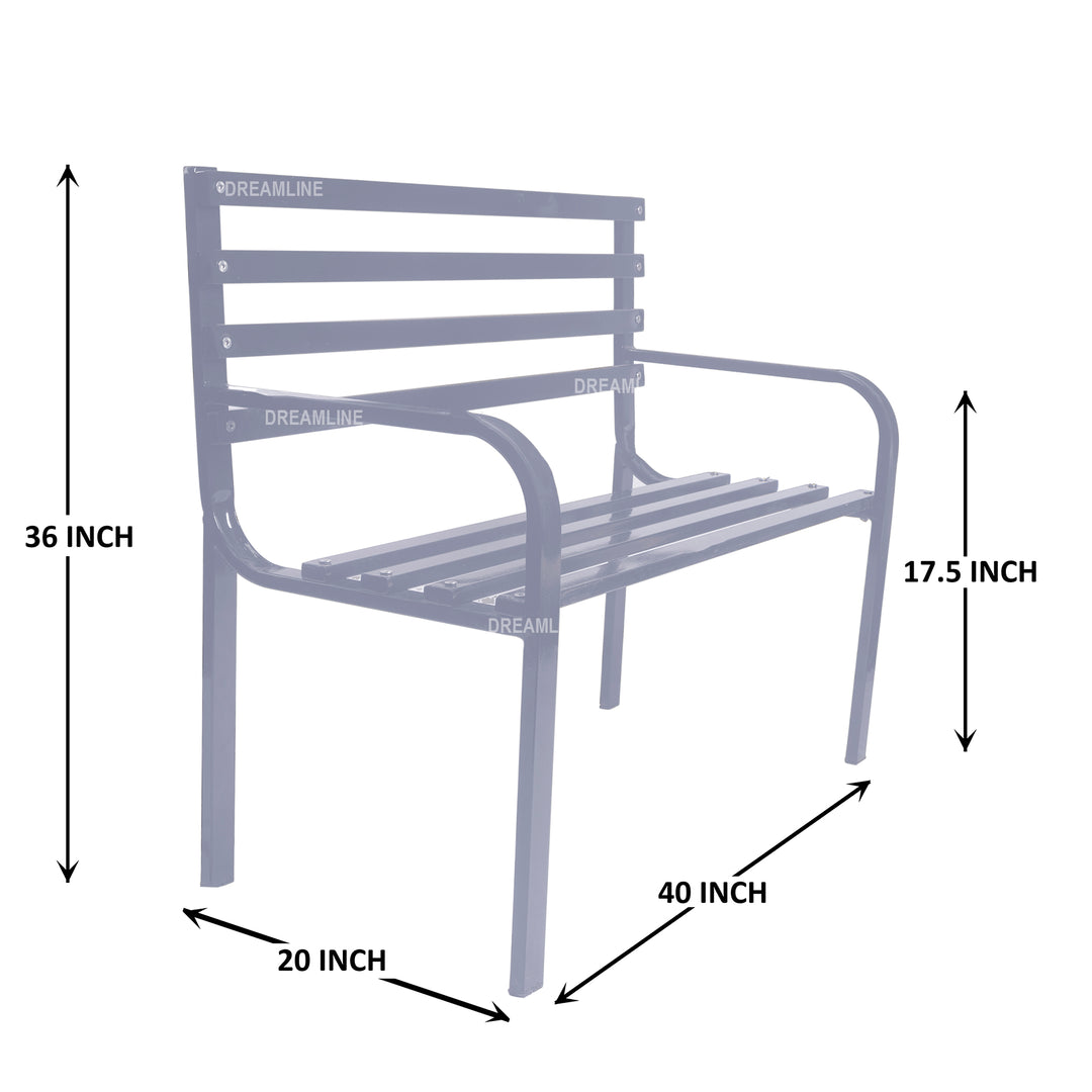 Deco Metal 2 Seater Garden Bench for Outdoor Park - (Grey)