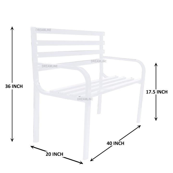 Boho Metal 2 Seater Garden Bench for Outdoor Park - (White)