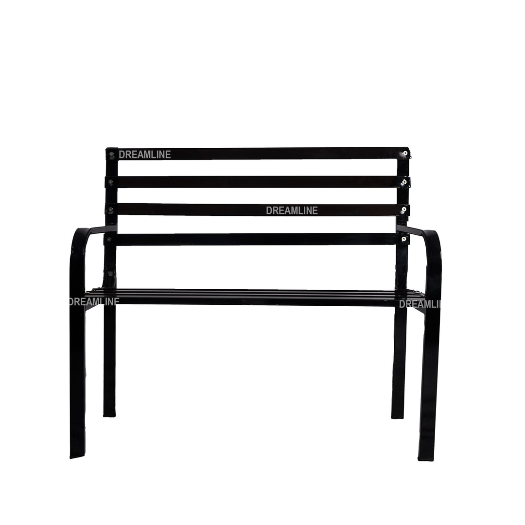 Timber Metal 2 Seater Garden Bench for Outdoor Park - (Black)