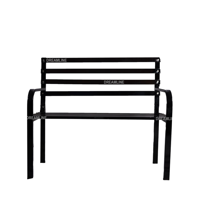 Timber Metal 2 Seater Garden Bench for Outdoor Park - (Black)