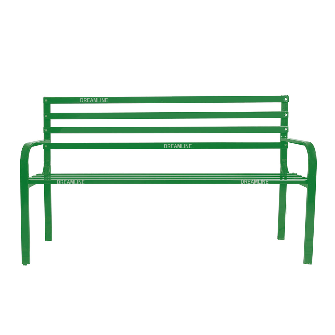 Linen Metal 3 Seater Garden Bench for Outdoor Park - (Green)