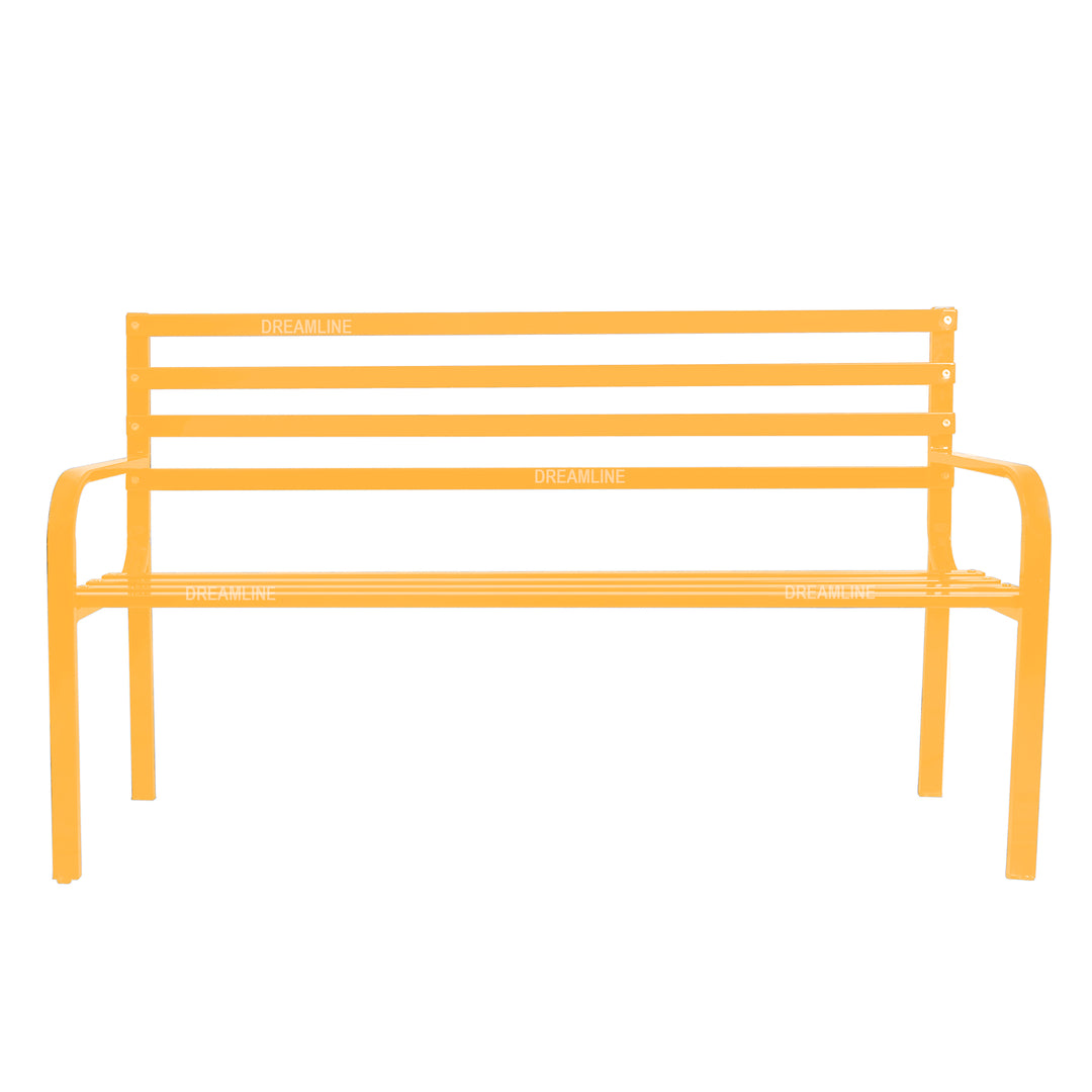 Vice Metal 3 Seater Garden Bench for Outdoor Park - (Yellow)