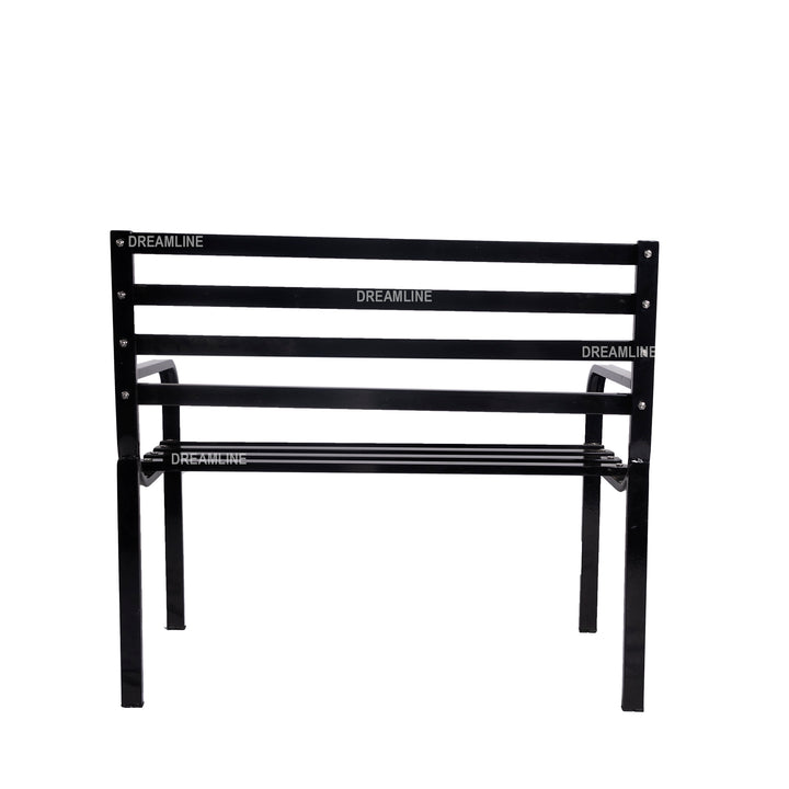 Timber Metal 2 Seater Garden Bench for Outdoor Park - (Black)