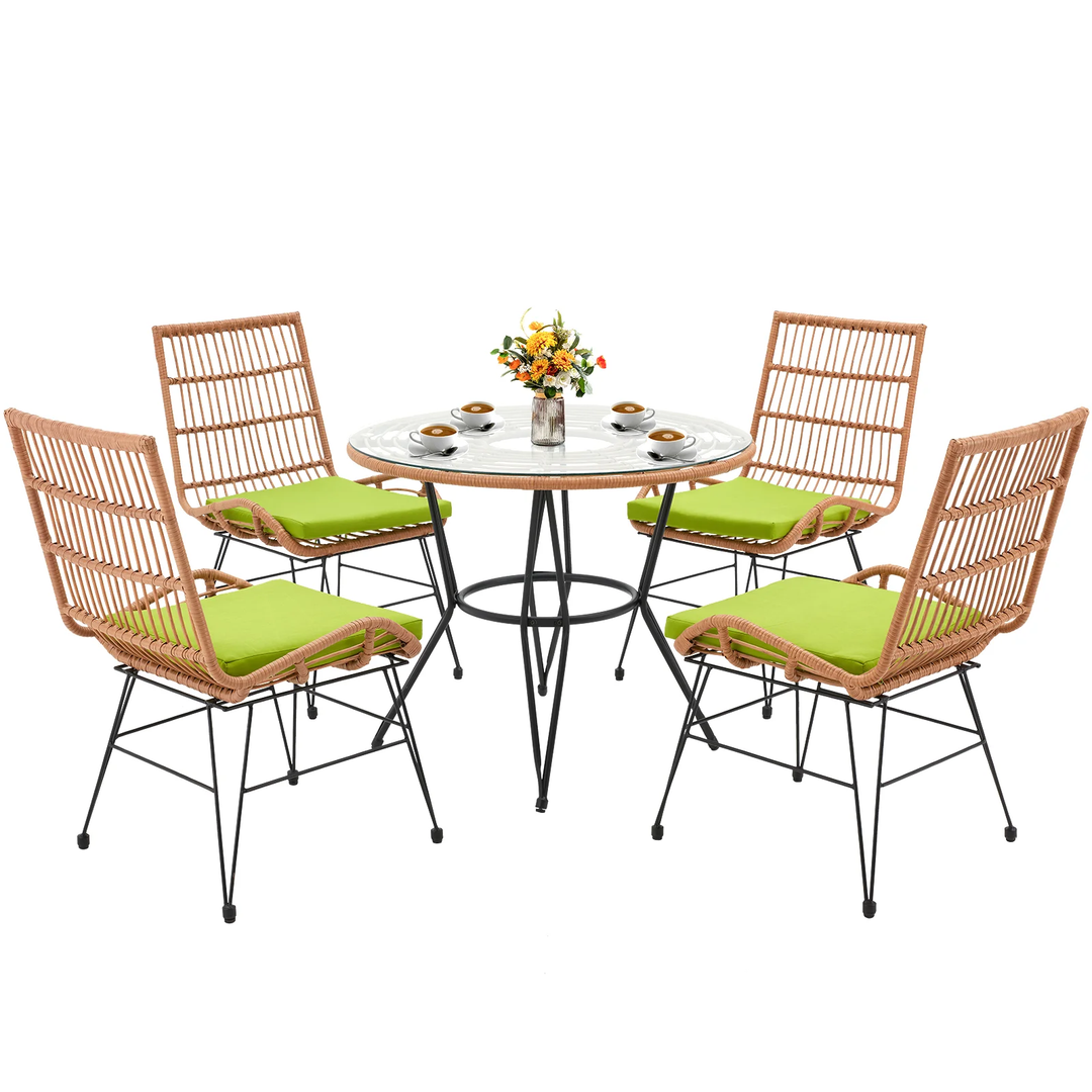 Duno Outdoor Patio Seating Set 4 Chairs and 1 Table Set (Honey)