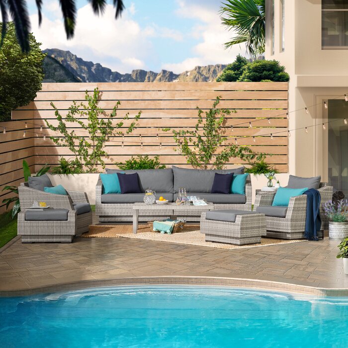 Dreamline Outdoor Garden Patio Sofa Set 3 Seater, 2 Single Seater , 2 Footstool , 1 Side table and 1 Center Table  Set Outdoor Furniture