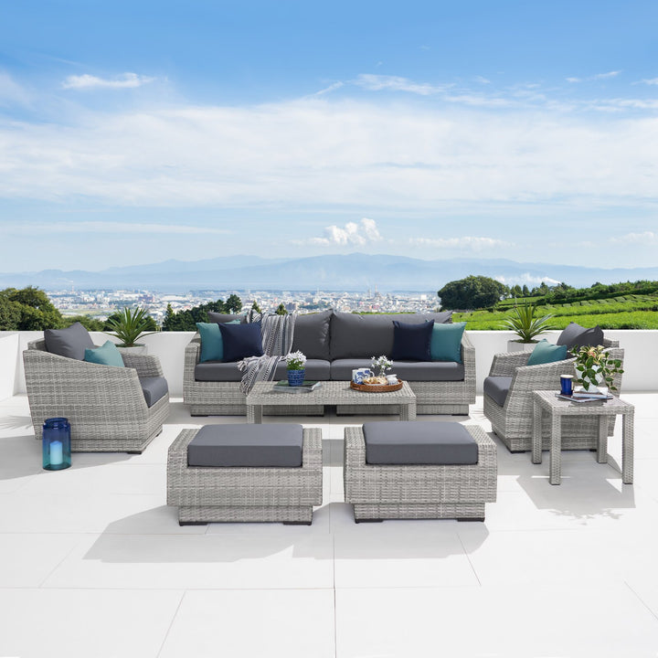 Dreamline Outdoor Garden Patio Sofa Set 3 Seater, 2 Single Seater , 2 Footstool , 1 Side table and 1 Center Table  Set Outdoor Furniture