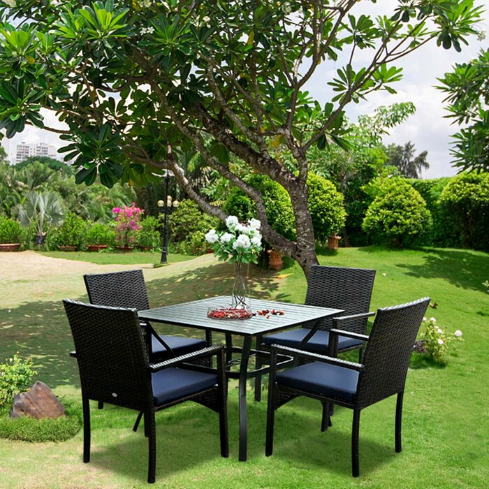 Dreamline Outdoor Garden Patio Dining Set 4 Chairs and 1 Table Set Outdoor Furniture
