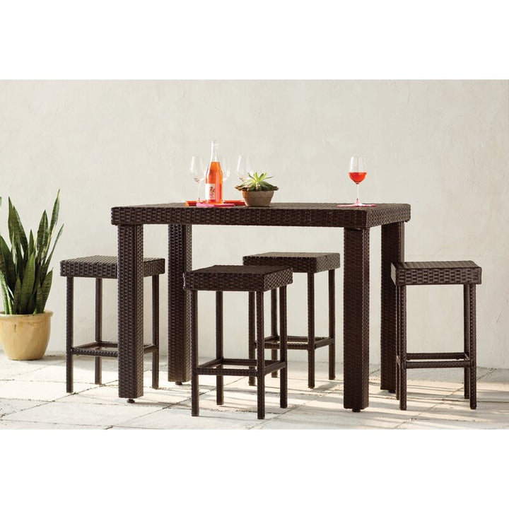 Dreamline Outdoor Bar Sets Garden Patio Bar Sets 1+4 4 Chairs and 1 Table Set Balcony Bar Table Set (Brown)