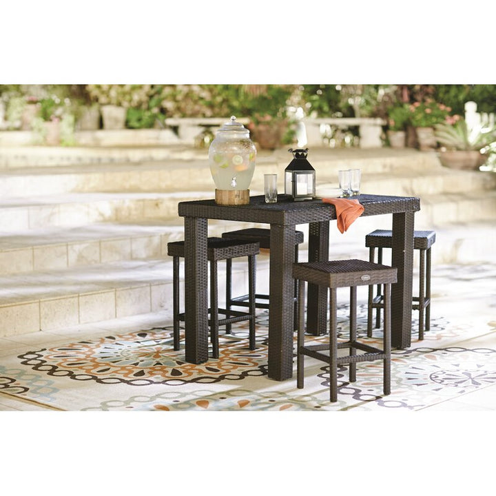 Dreamline Outdoor Bar Sets Garden Patio Bar Sets 1+4 4 Chairs and 1 Table Set Balcony Bar Table Set (Brown)
