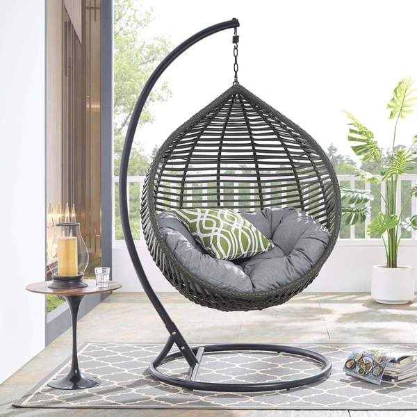 Dreamline Single Seater Hanging Swing With Stand For Balcony , Garden Swing (Black)