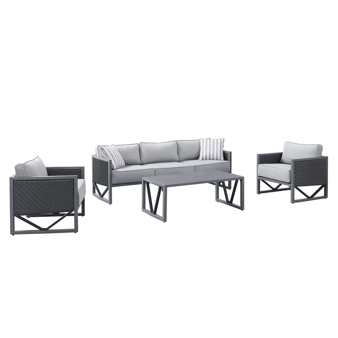 Myriad Outdoor Sofa Set 3 Seater , 2 Single seater and 1 Center Table Set (Black + Grey)