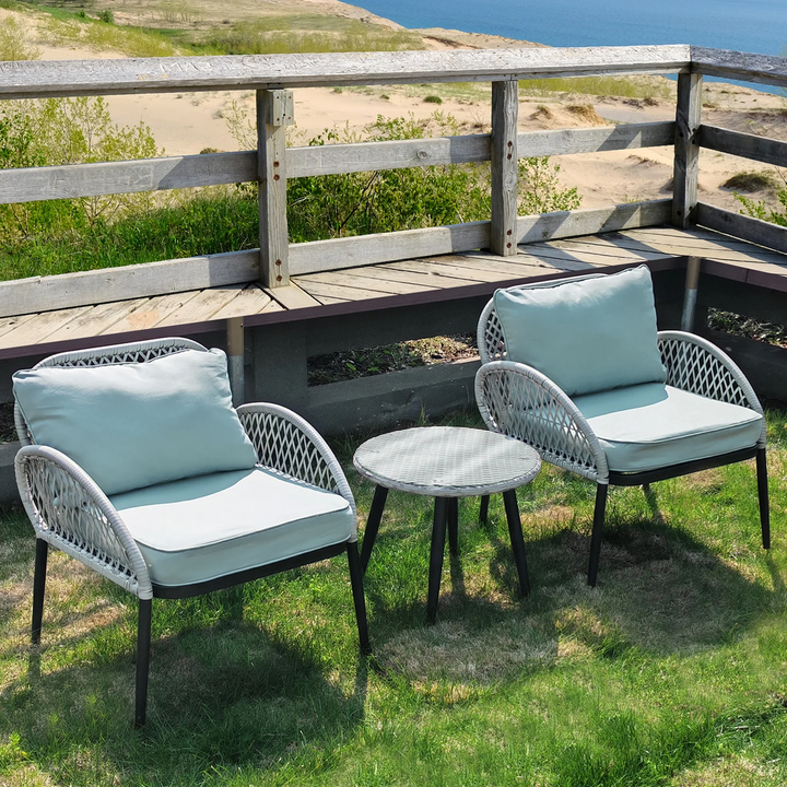 Florrie Outdoor Patio Seating Set 2 Chairs and 1 Table Set (White)