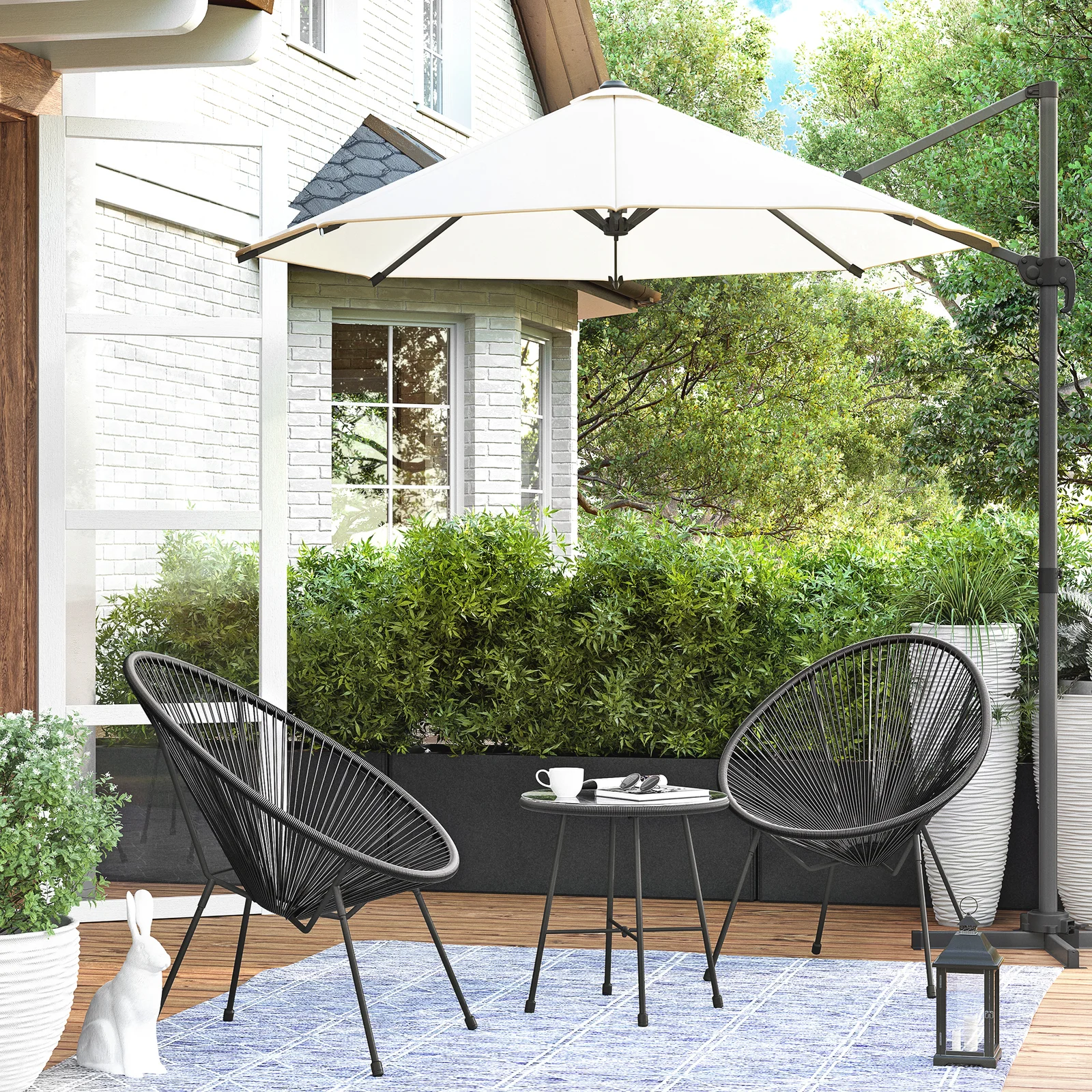 Millions Outdoor Patio Seating Set 2 Chairs and 1 Table Set (Black)