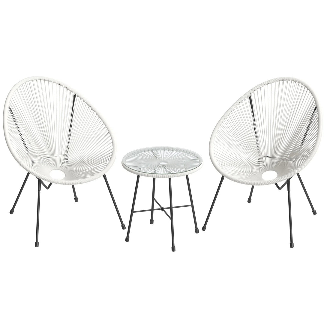 Ment Outdoor Patio Seating Set 2 Chairs and 1 Table Set (White)