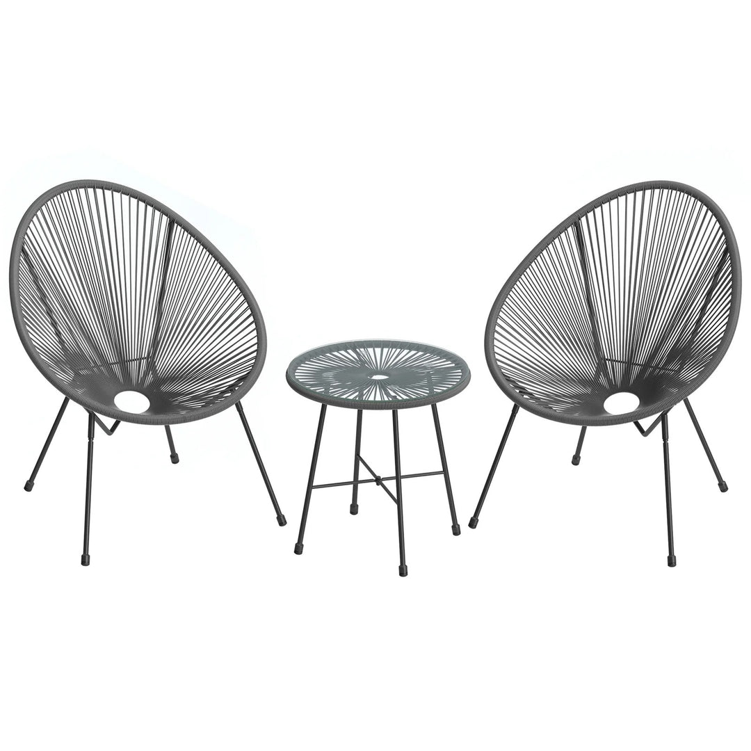 Kine Outdoor Patio Seating Set 2 Chairs and 1 Table Set ( Dark Grey)
