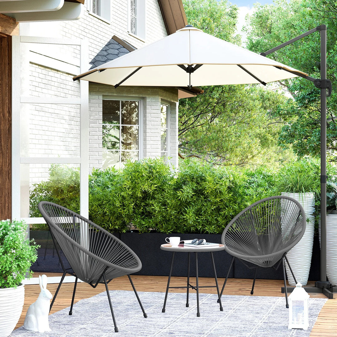 Kine Outdoor Patio Seating Set 2 Chairs and 1 Table Set ( Dark Grey)