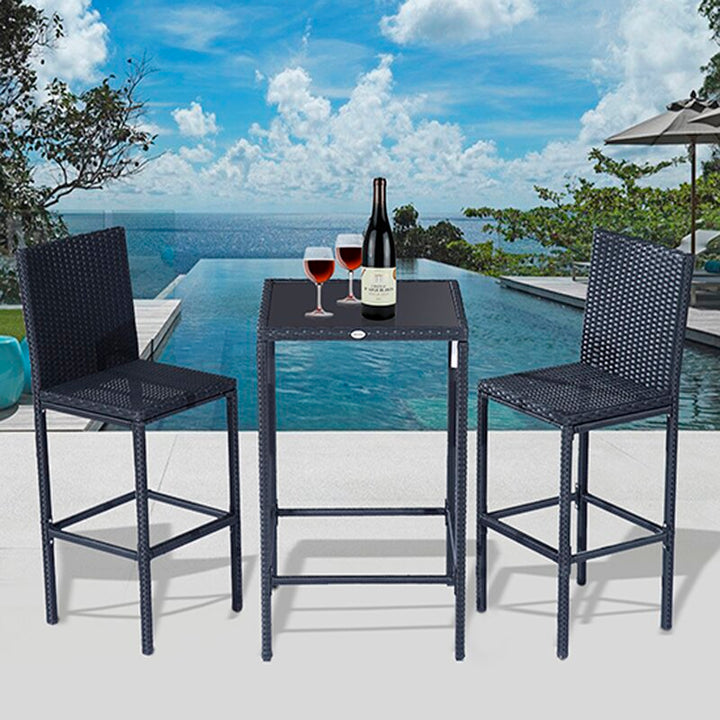 Dreamline Outdoor Bar Sets Garden Patio Bar Sets 1+2 2 Chairs and Table Set Balcony Bar Table Set (Cream)