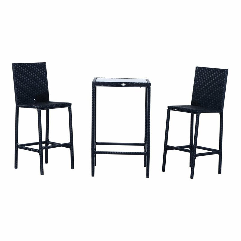 Dreamline Outdoor Bar Sets Garden Patio Bar Sets 1+2 2 Chairs and Table Set Balcony Bar Table Set (Cream)