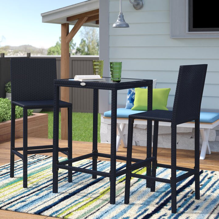Dreamline Outdoor Bar Sets Garden Patio Bar Sets 1+2 2 Chairs and Table Set Balcony Bar Table Set (Cream)
