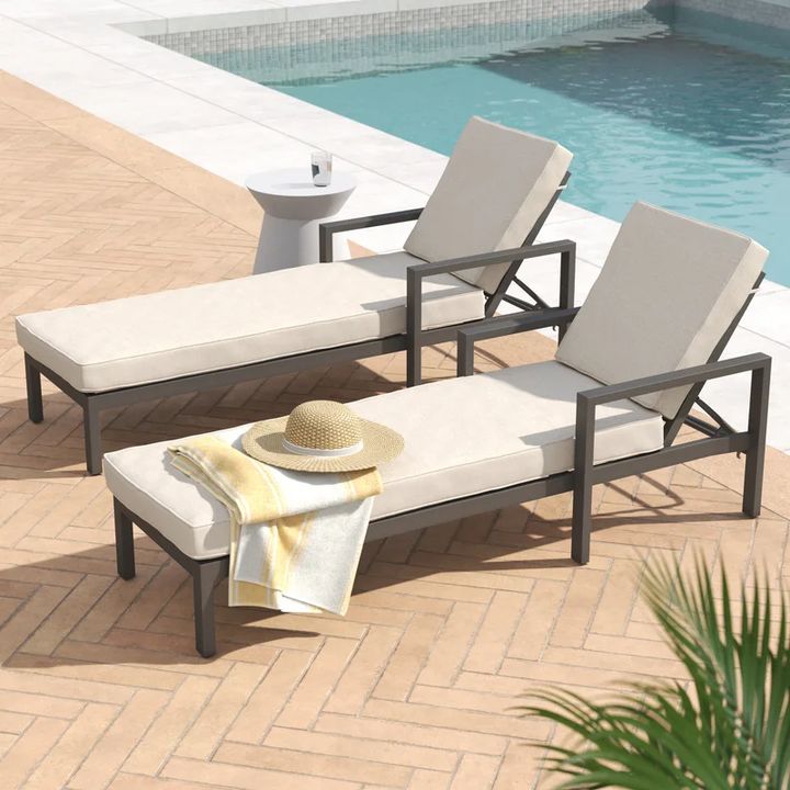 Aura Outdoor Swimming Poolside Lounger Set of 2 (Brown)