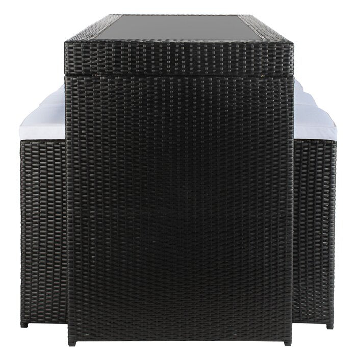 Dreamline Outdoor Bar Sets Garden Patio Bar Sets 1+6 6 Chairs and 1 Table Set Balcony Bar Table Set (Black)