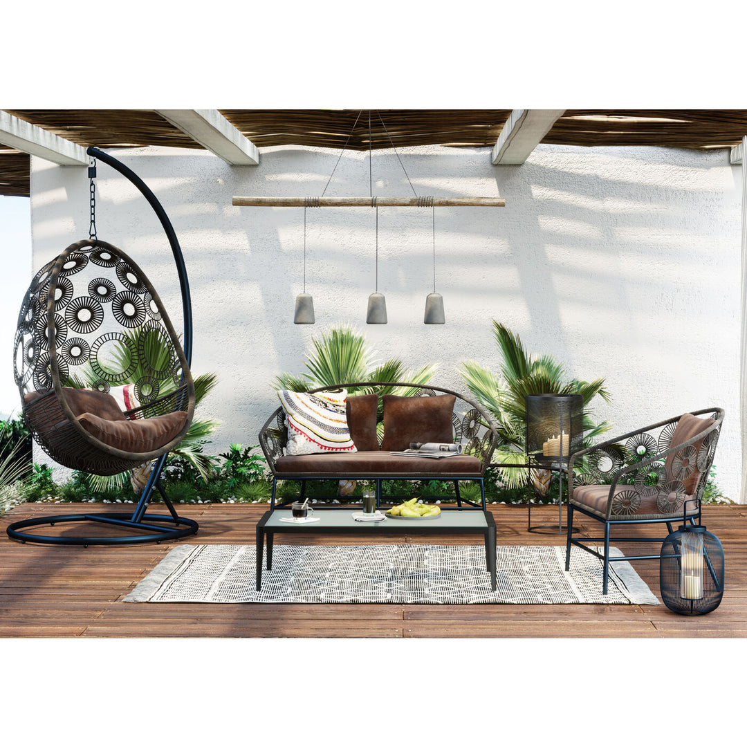 Scott Outdoor Sofa Set 2 Seater, 1 Single Seater and 1 Center Table Set (Dark Brown)