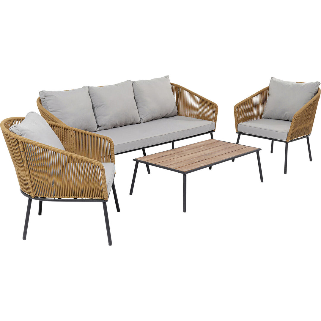 Goons Outdoor Sofa Set 3 Seater , 2 Single seater and 1 Center Table Set (Khaki) Braided & Rope