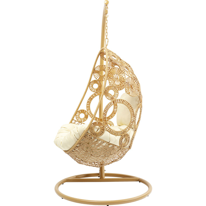 Ajax Single Seater Hanging Swing With Stand For Balcony , Garden (Khaki)