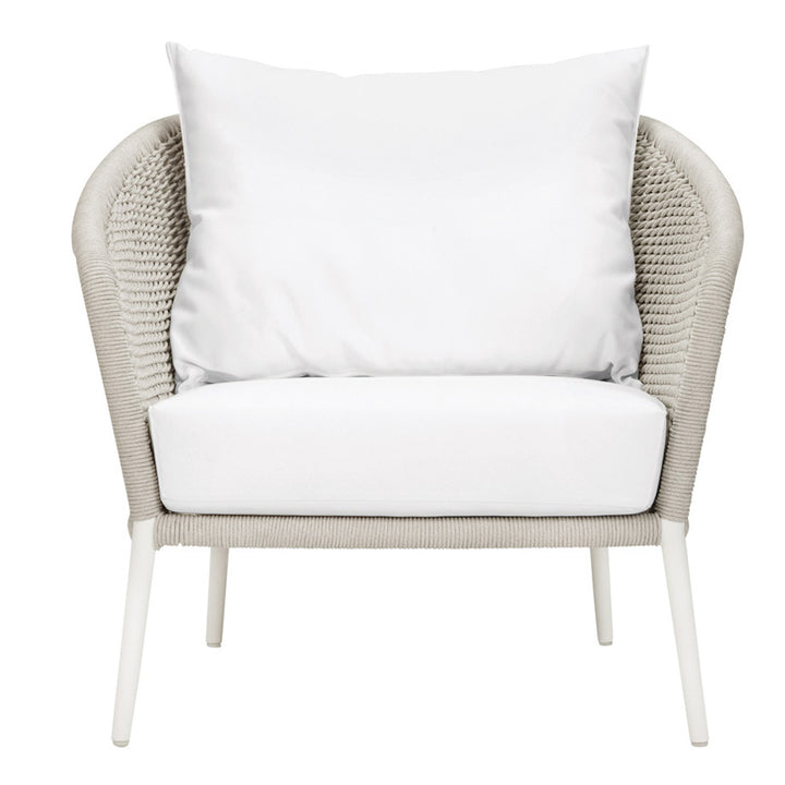 Aid Outdoor Patio Seating Set Single Chair and 1 Side Table Set (Grey) Braided & Rope