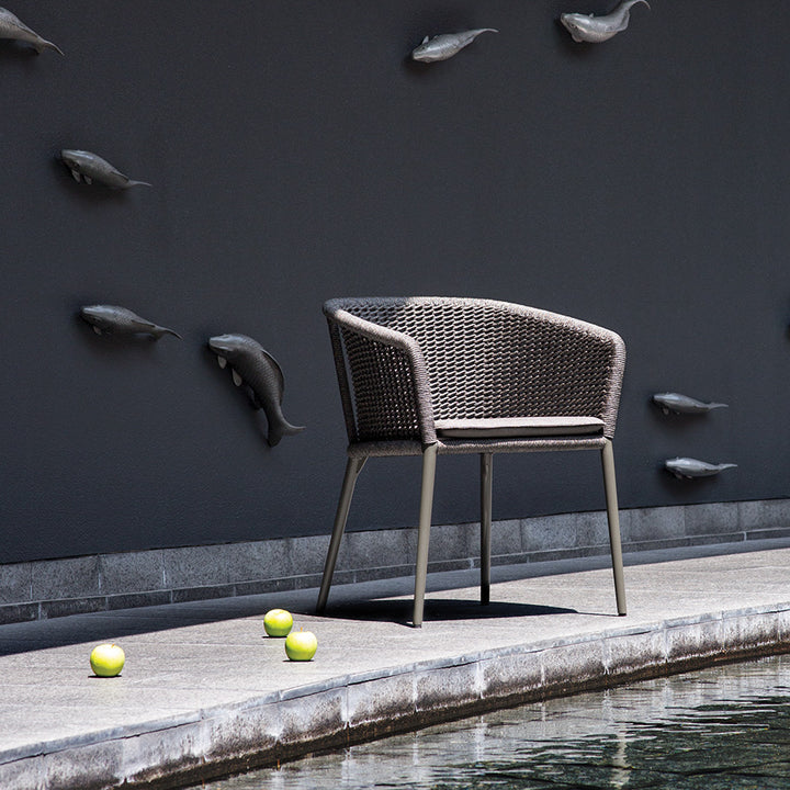 Pico Outdoor Patio Seating Set 2 Chairs and 1 Table Set (Black) Braided & Rope