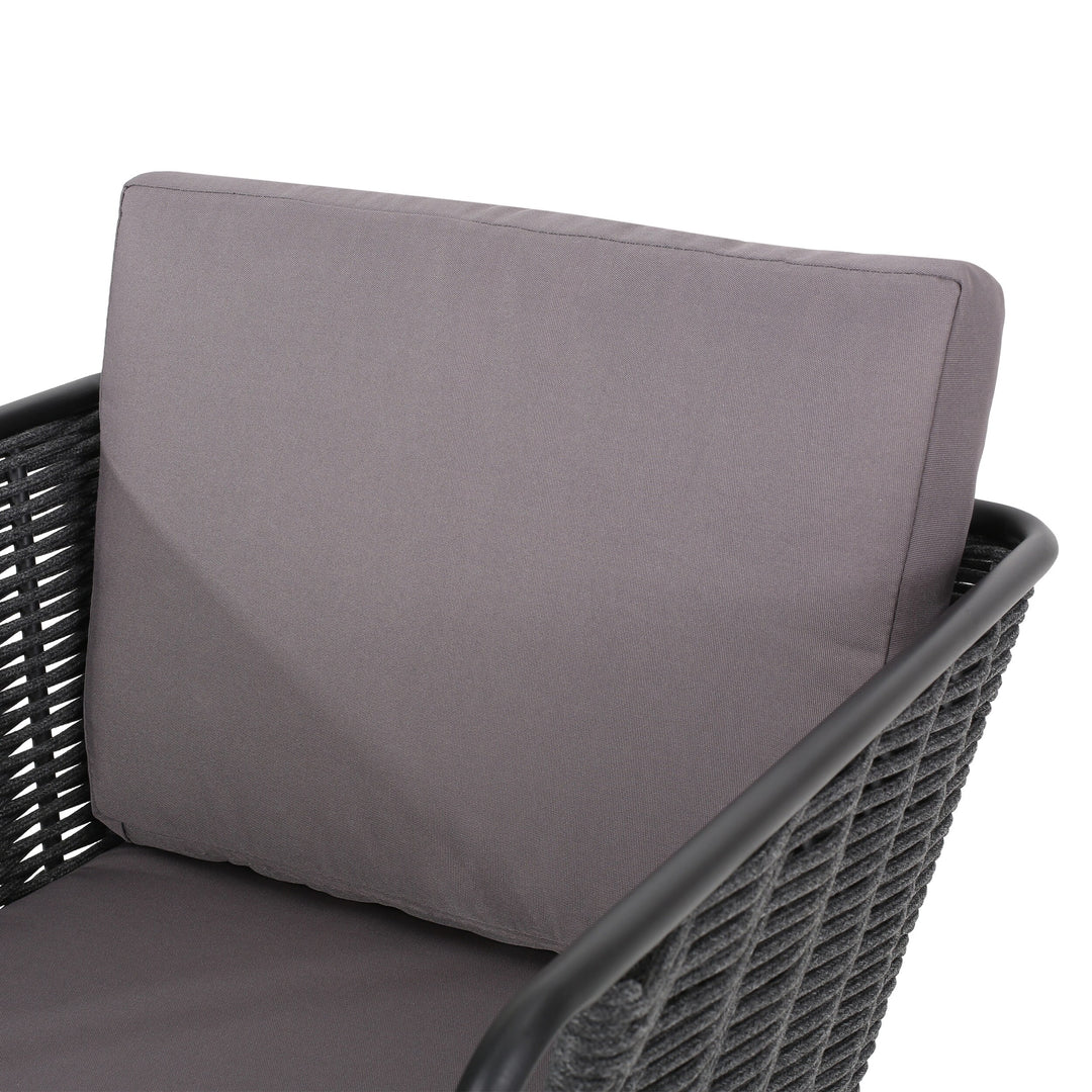 Scat Outdoor Patio Seating Set 2 Chairs and 1 Table Set (Grey) Braided & Rope
