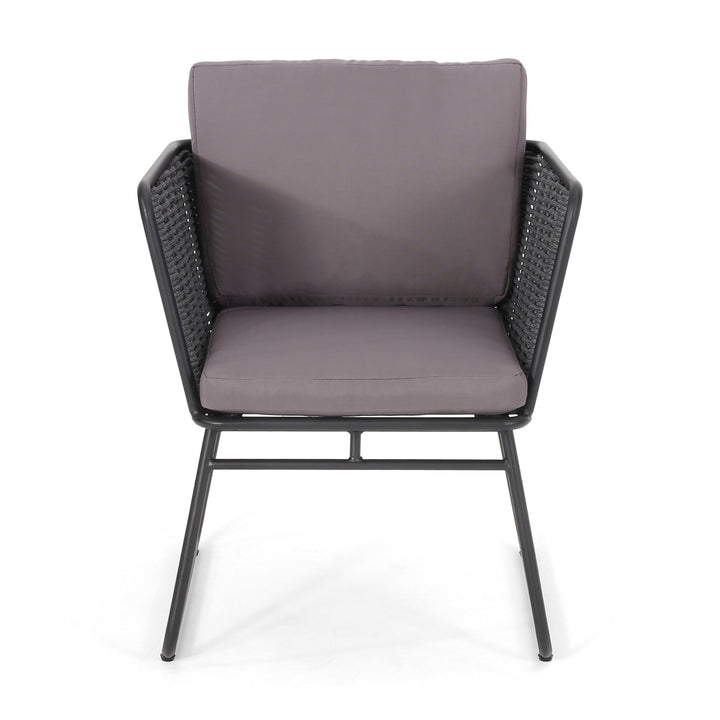 Scat Outdoor Patio Seating Set 2 Chairs and 1 Table Set (Grey) Braided & Rope