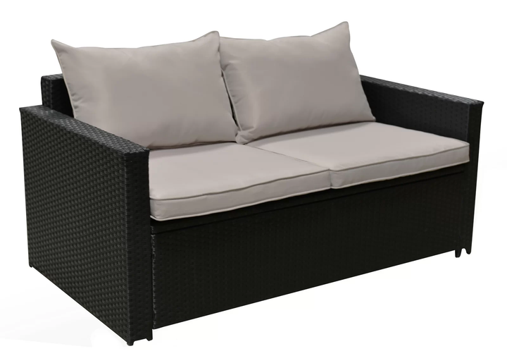 Girolamo Outdoor Sofa Set 2 Seater and 1 Center Table (Black + Beige)