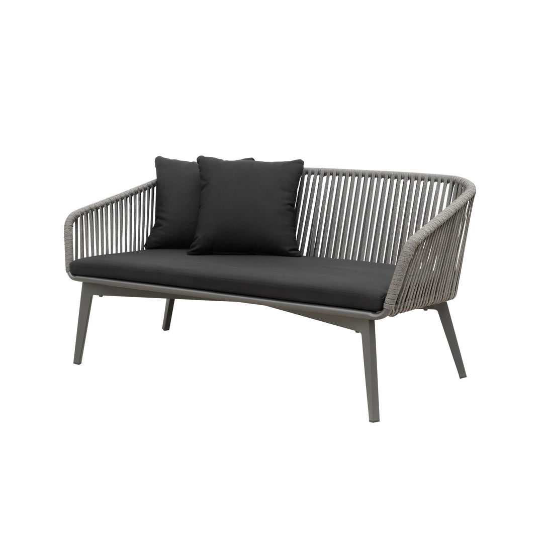 Roxy Outdoor Garden Balcony Sofa Set 2 Seater, 2 Single seater and 1 Center Table Set, Braid & Rope (Dark Grey)