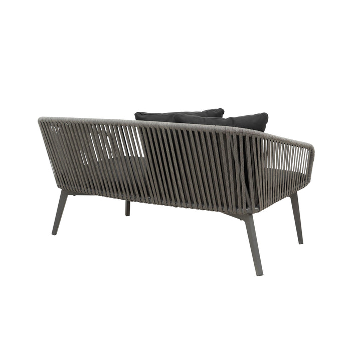 Roxy Outdoor Garden Balcony Sofa Set 2 Seater, 2 Single seater and 1 Center Table Set, Braid & Rope (Dark Grey)